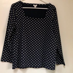 J crew dot knit top. xl, navy